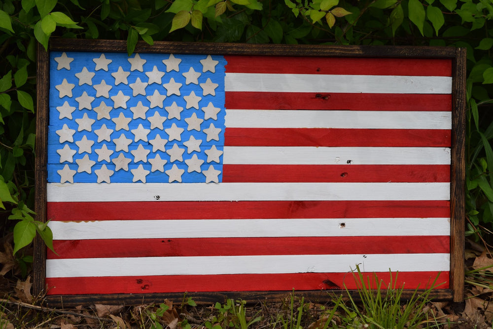 Hand Crafted American Wooden Flags